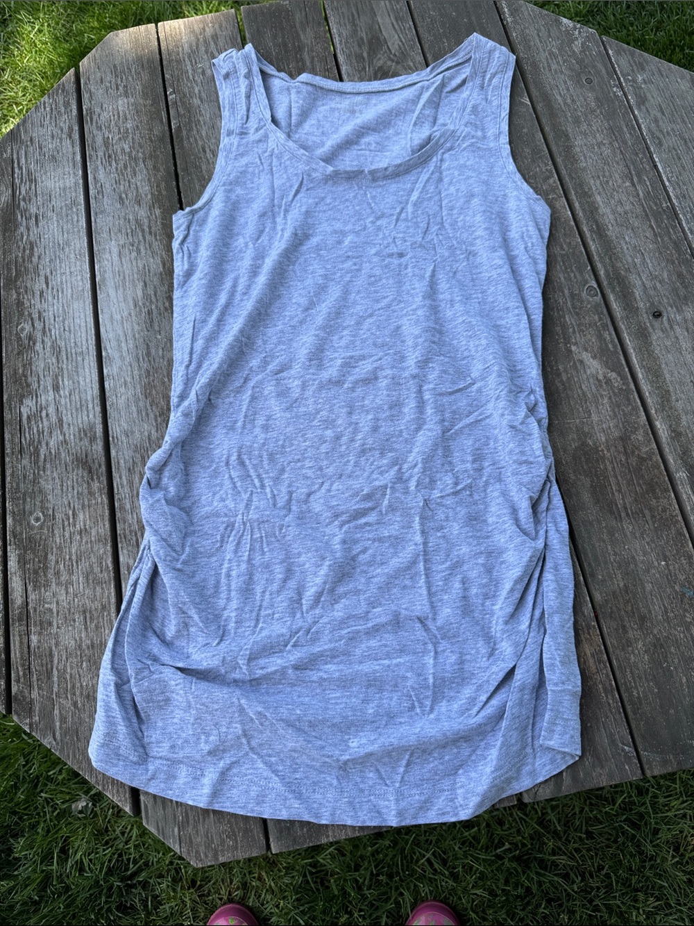 Women's Gray Maternity Ruched Sleeveless Tank